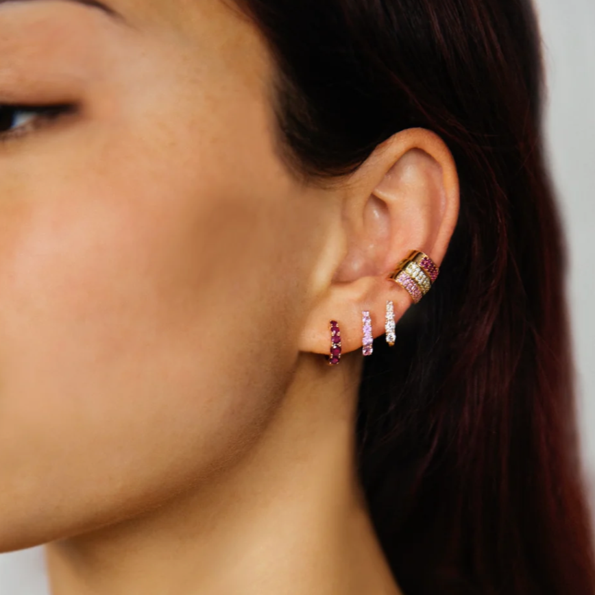 Two Row Ruby Ear Cuff