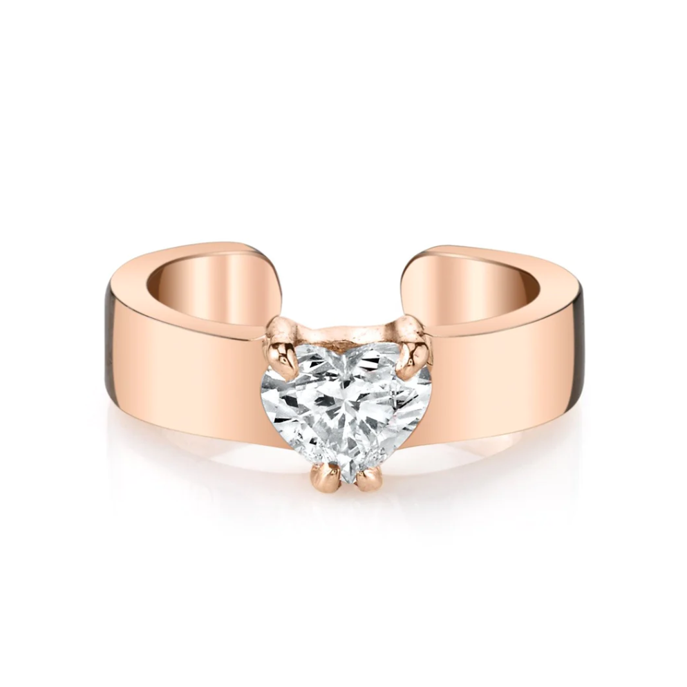Heart Shaped Diamond Earring Cuff