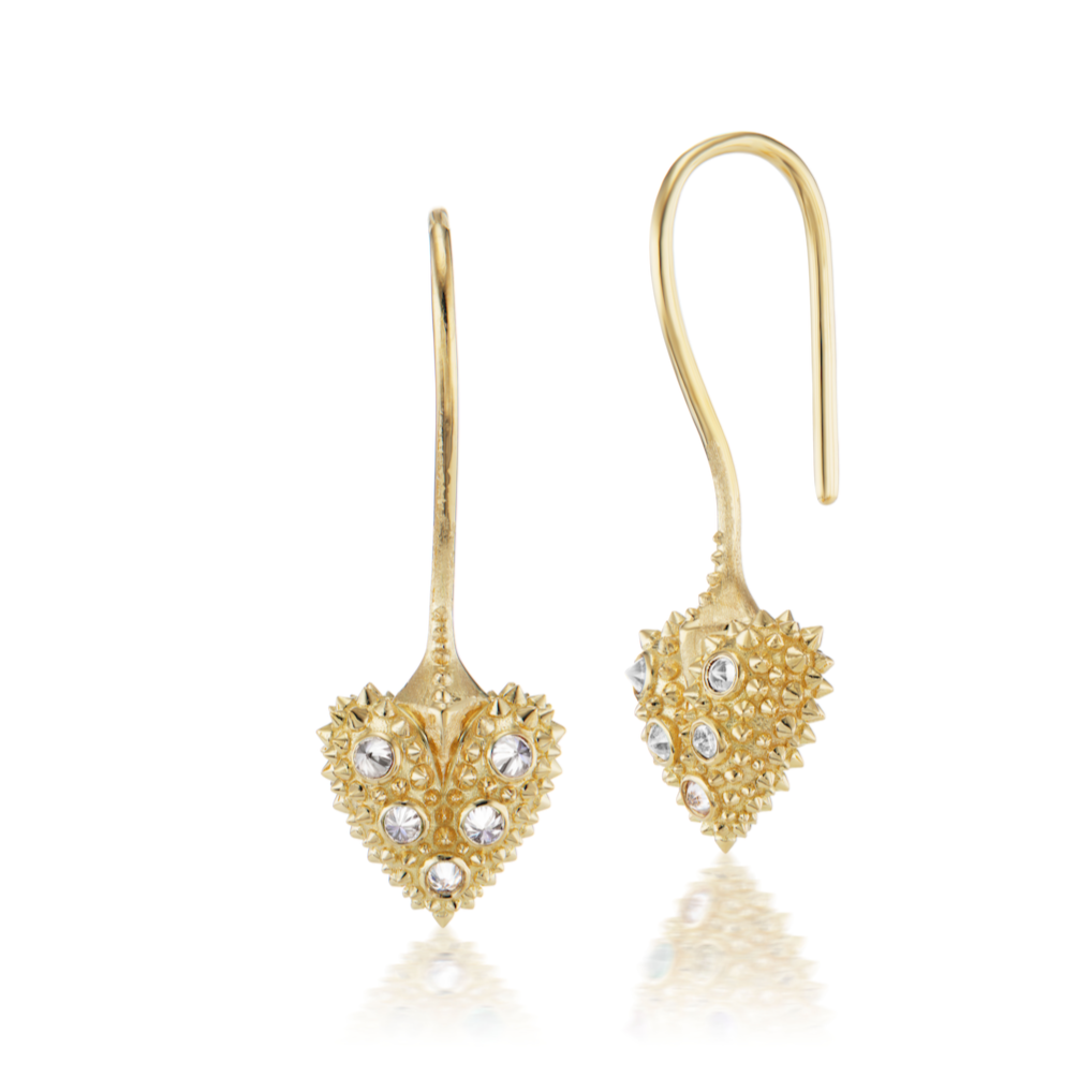 Diamond Pierce Your Hearts Drop Earrings