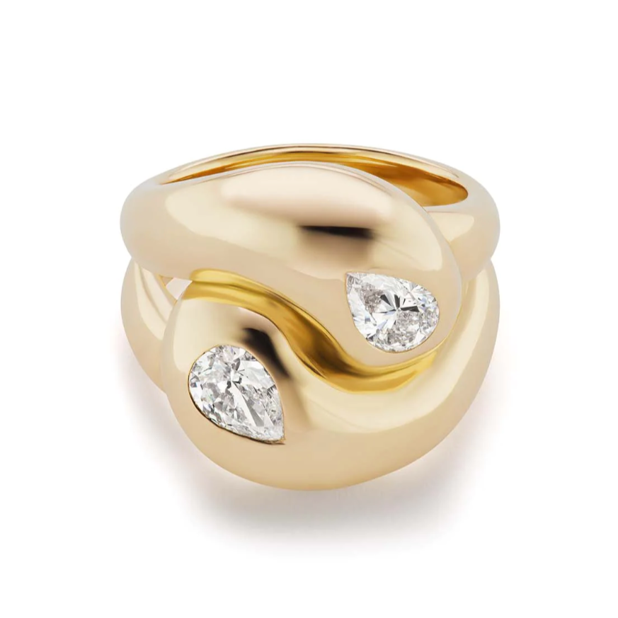 Knot Ring With 2 Diamond Pears