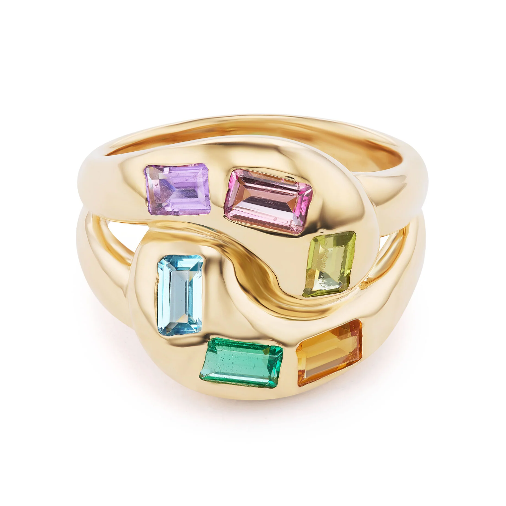 Knot Ring with Multi-Colored Gemstones