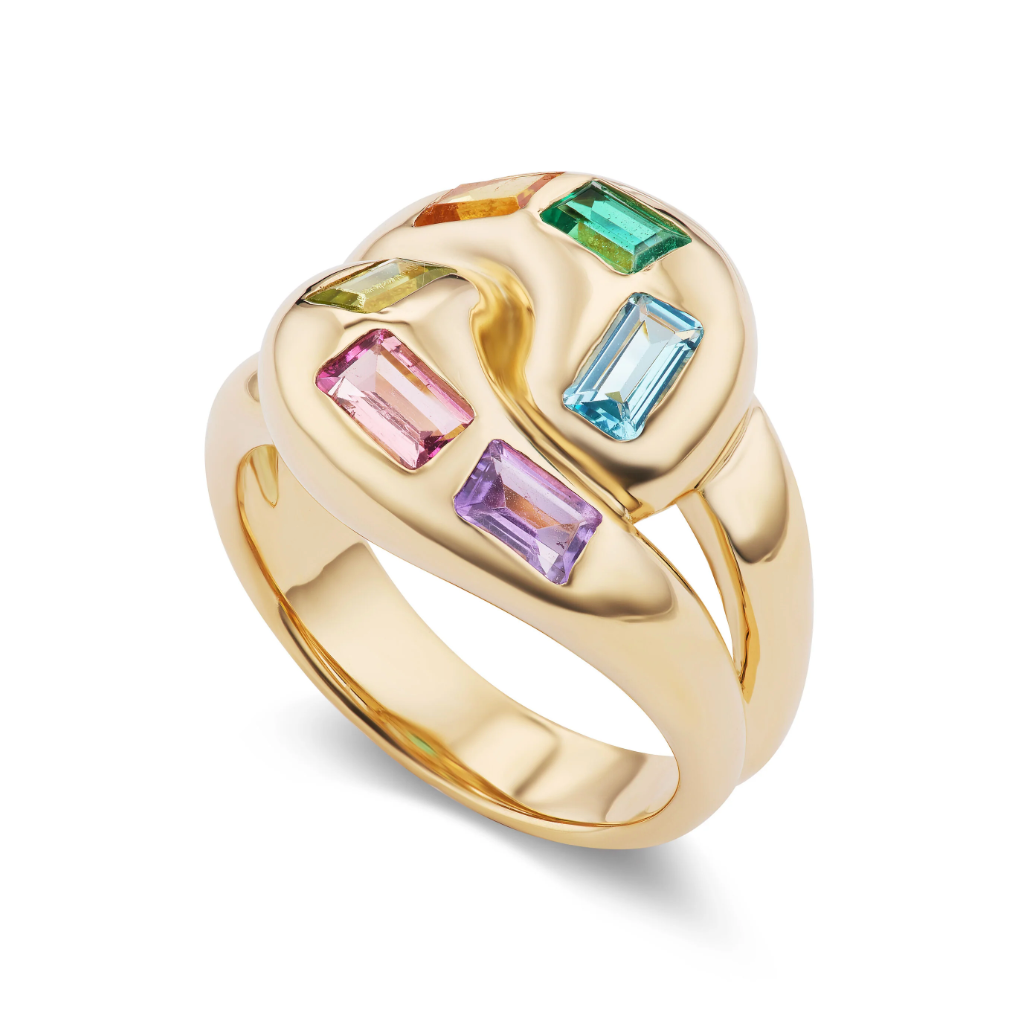Knot Ring with Multi-Colored Gemstones
