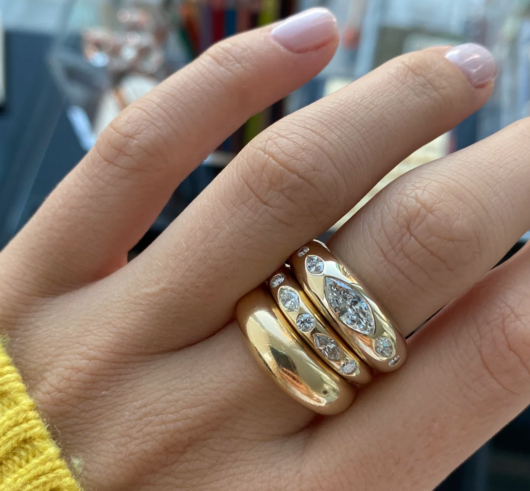 Round & Marquise Skinny Nomad Ring - Diamond