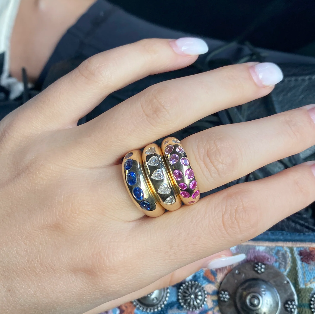 Wavy Classic Nomad Ring - Ombré Pink Sapphire & Diamond
