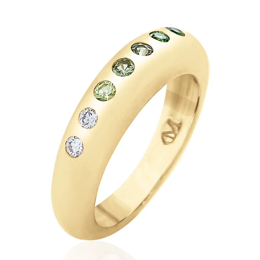 Green Ombre Skinny Nomad Ring