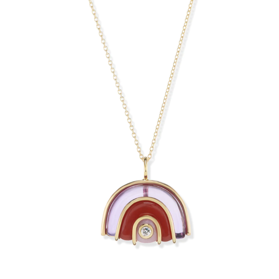 Small Marianne Pendant with Amethyst, Carnelian, and Pink Opal