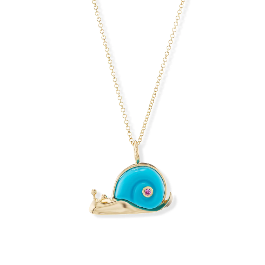 Small Snail Pendant with Carved Stone
