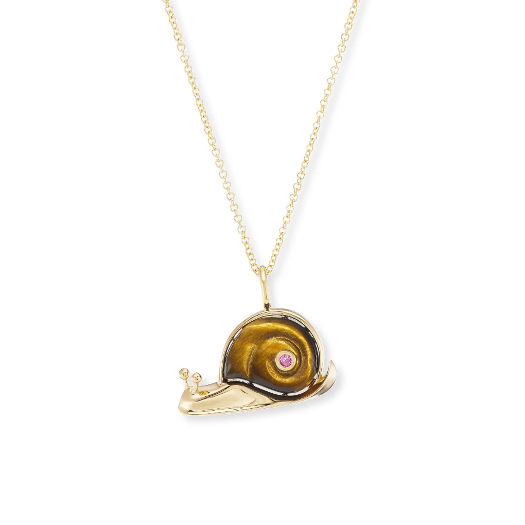 Small Snail Pendant with Carved Stone