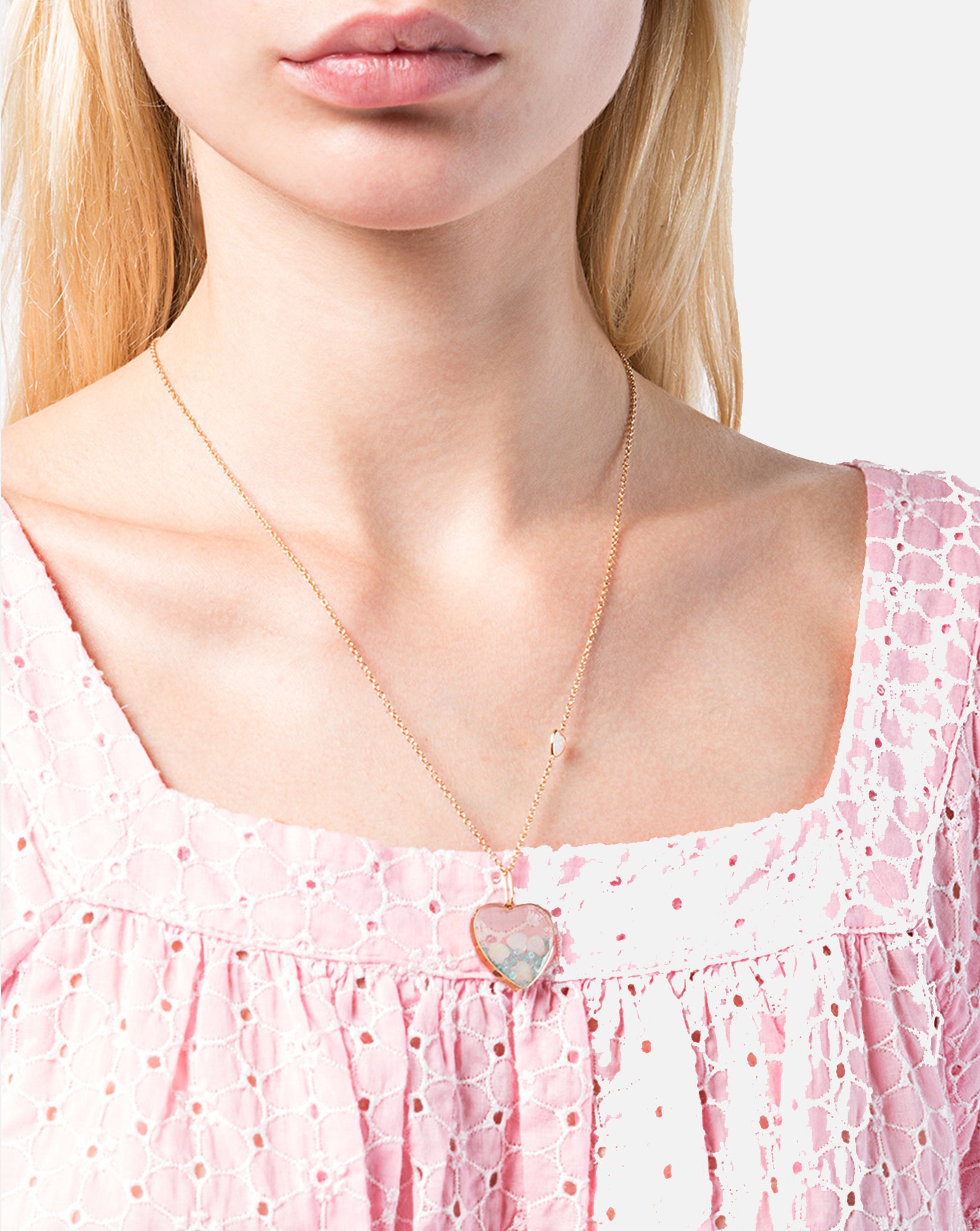 Heart Pendant with Paraiba Tournalines and Opals - Rose Gold