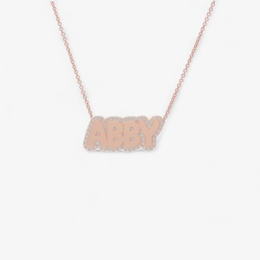 Large Bubble with Pave Outline Necklace