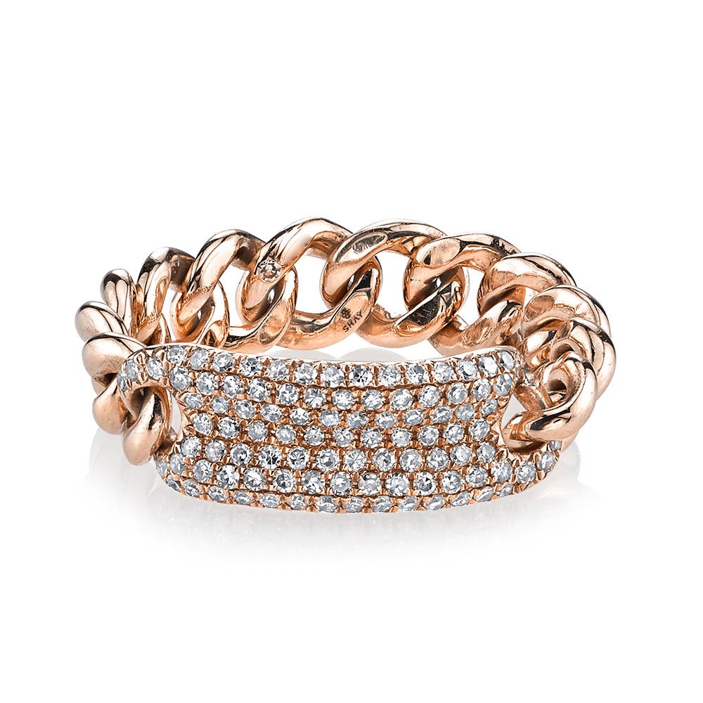 Diamond Pave ID Mini Link Ring