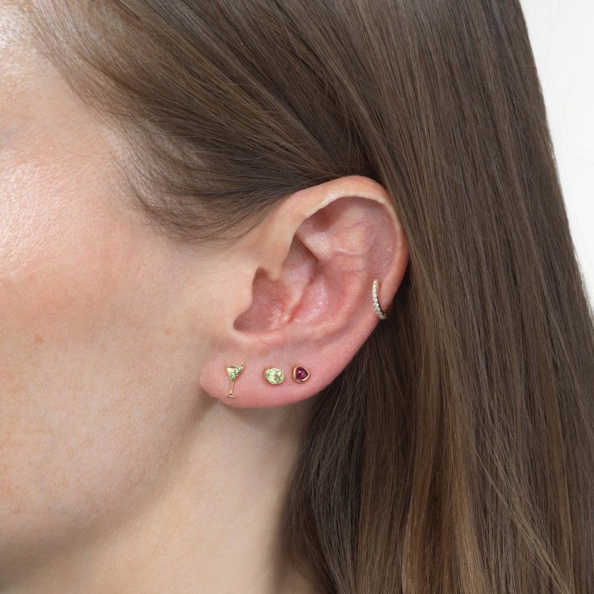 Cocktail Green Olive Bezel Mini Stud