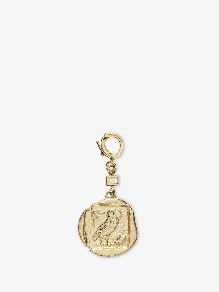 Owl of Athena Small Diamond Coin Charm