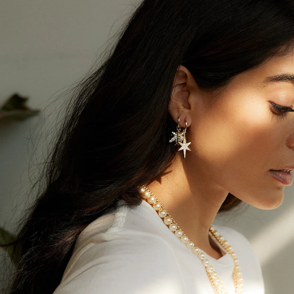 14K Gold & Diamond Small Stella Star Huggie Earrings