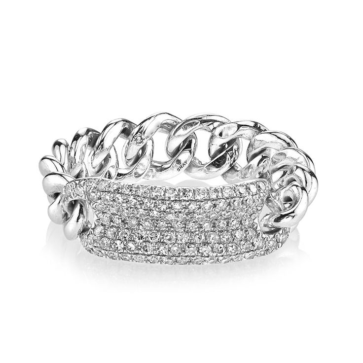 Diamond Pave ID Mini Link Ring