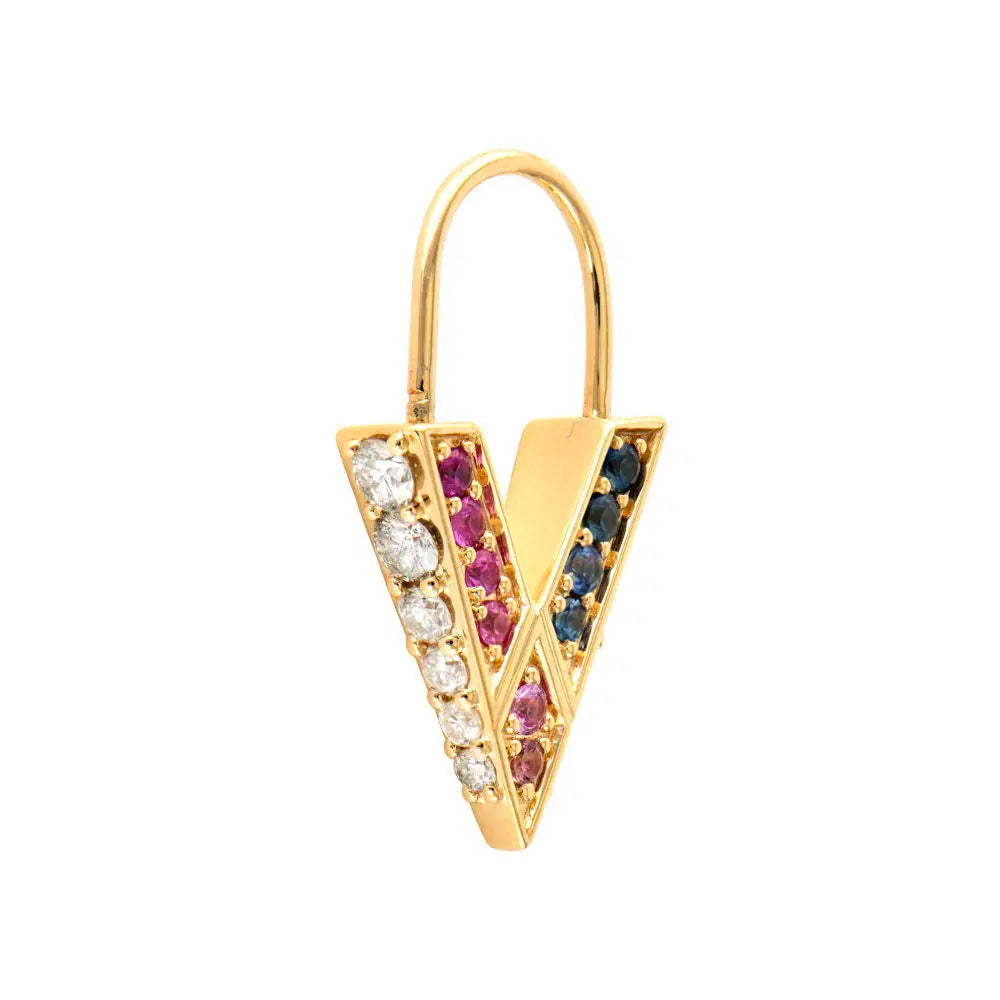 Unlock Love Sapphire V Hoop Earrings