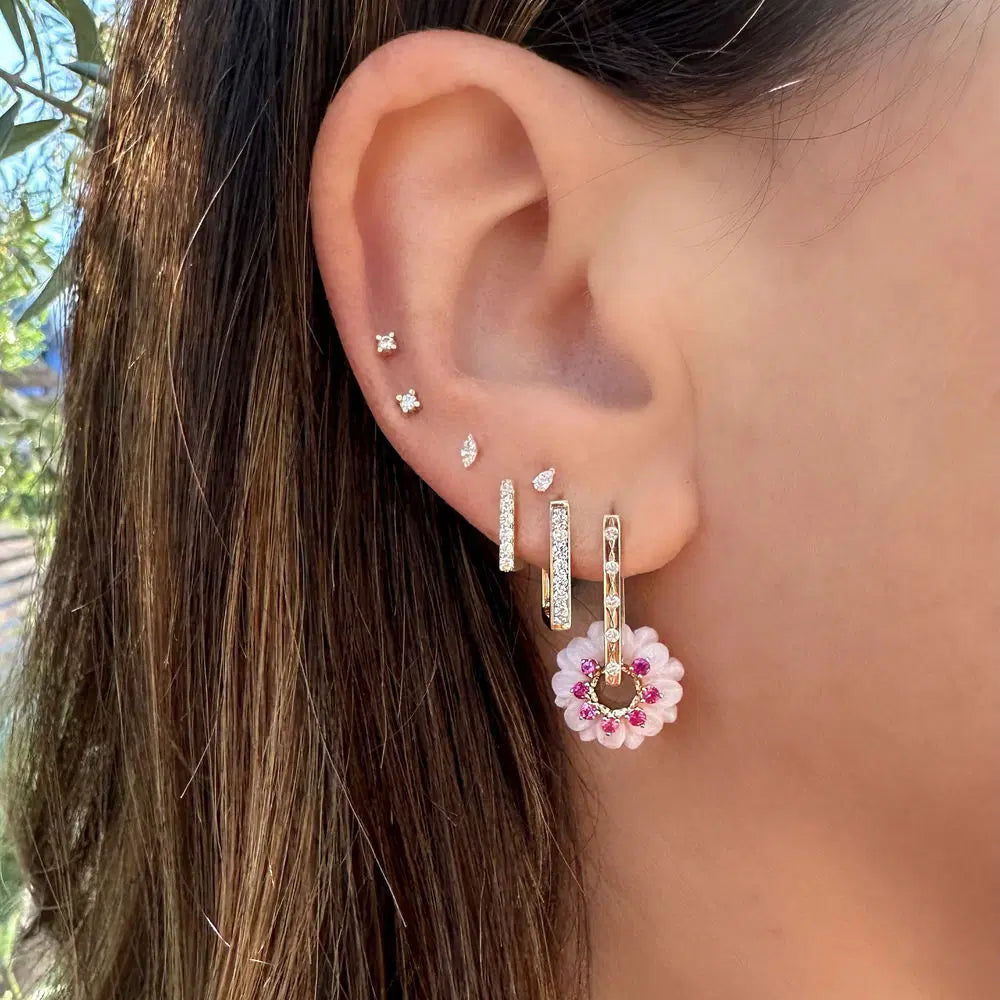 Medium Rectangular Pave Hoops