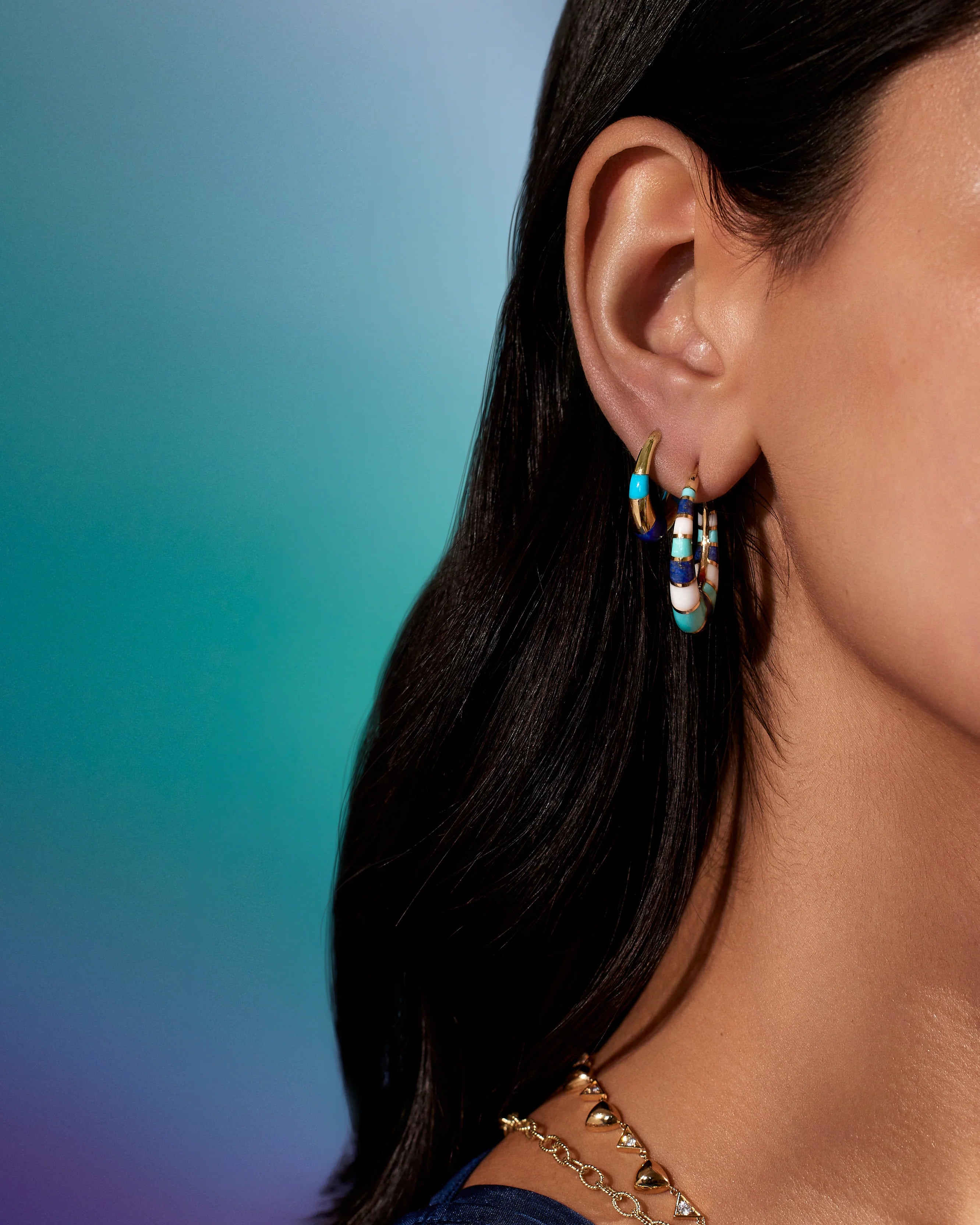 Mini Inlay Tri Hoops