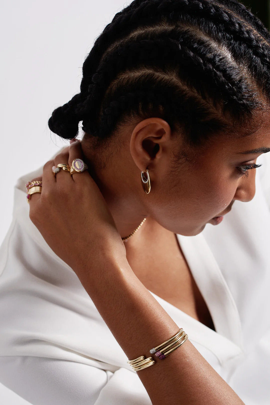 Lava Orbit Small Gold and Diamonds Hoops Earrings