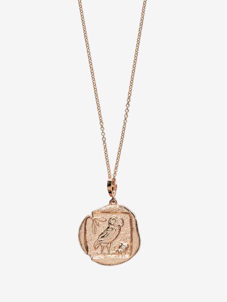 Owl of Athena Small Diamond Coin Charm