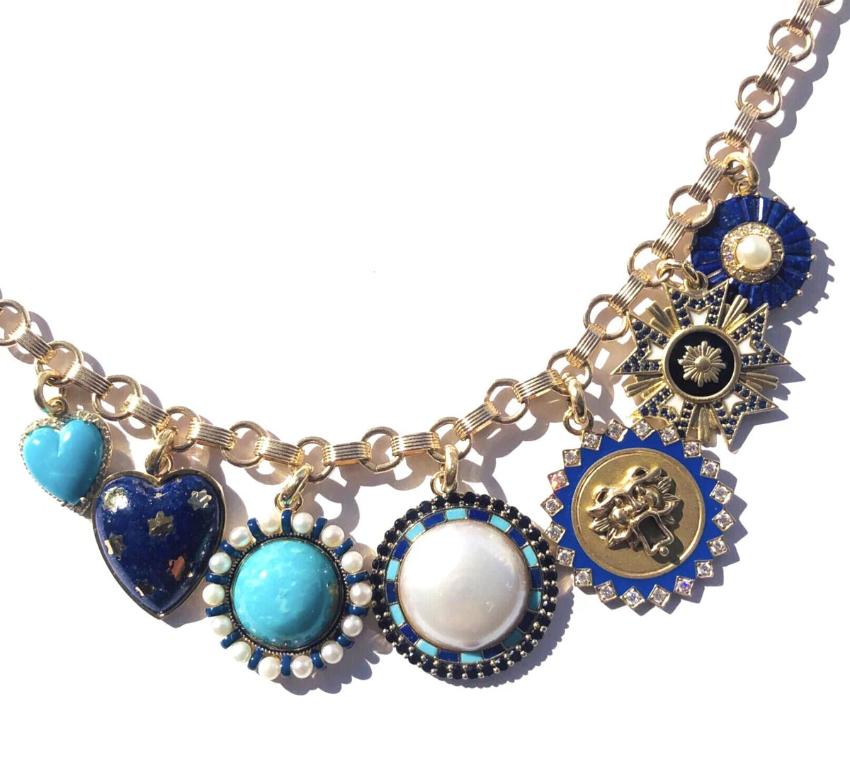 14K Gold Lapis Anna Heart Charm