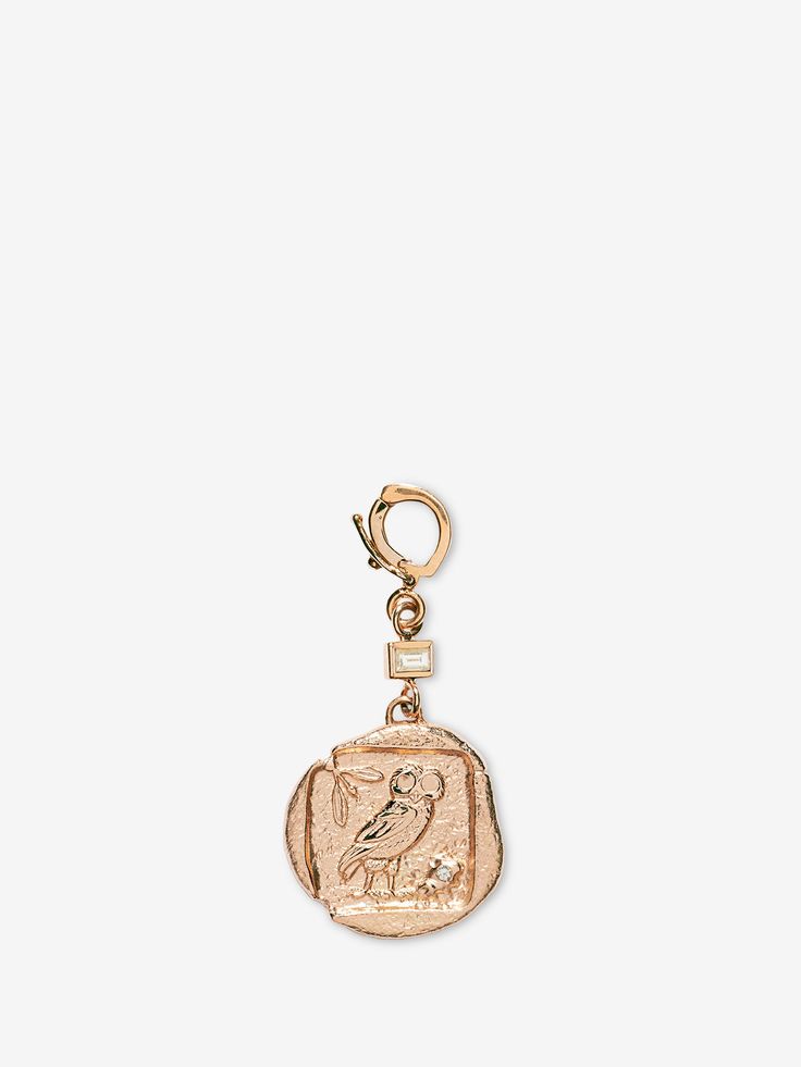 Owl of Athena Small Diamond Coin Charm