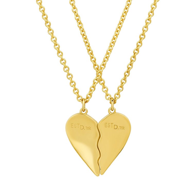 Mini Best Fuckin Friends (2 Piece) Heart Necklaces with Diamonds