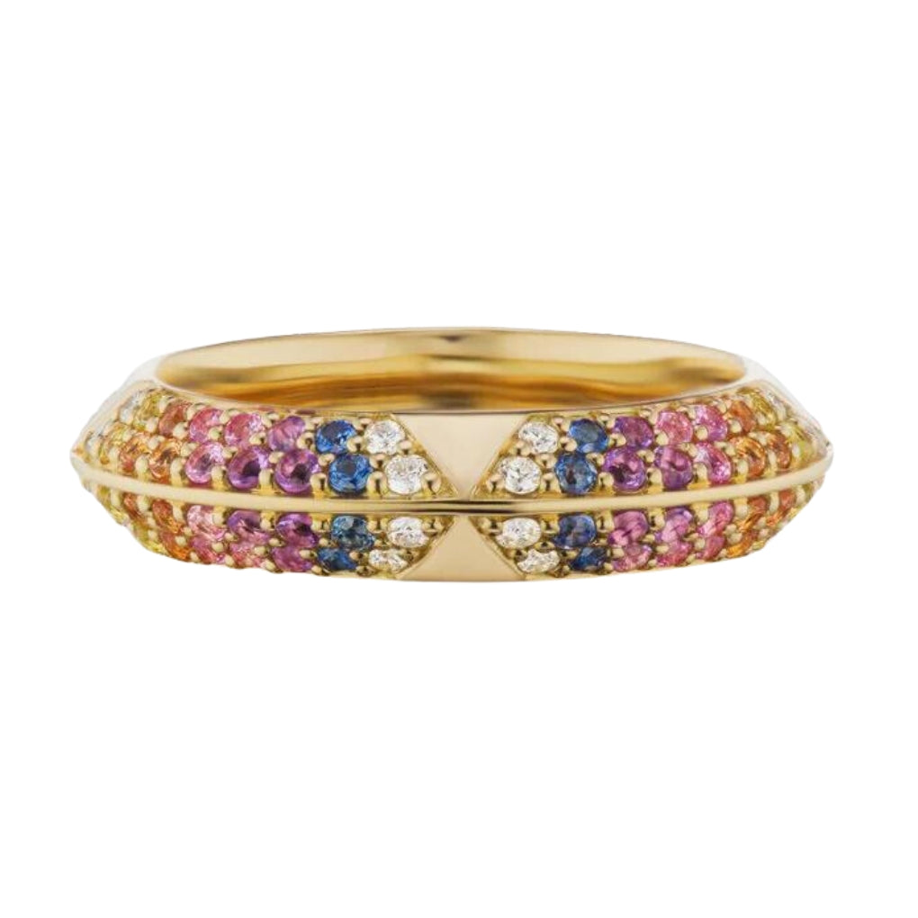 Multicolor Pavé Knife Edge Rosa Band Ring