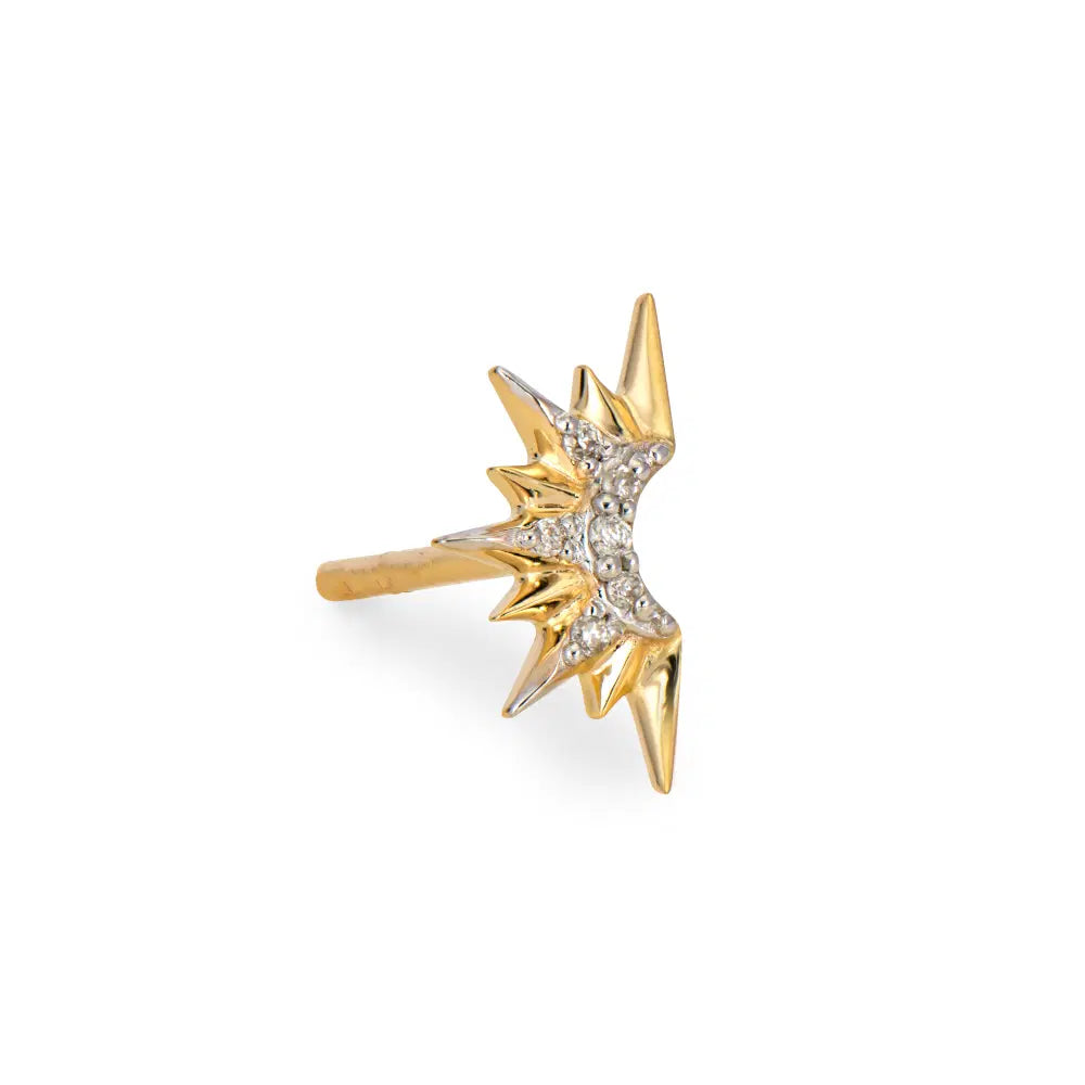Half Sunburst Pave Stud Earring