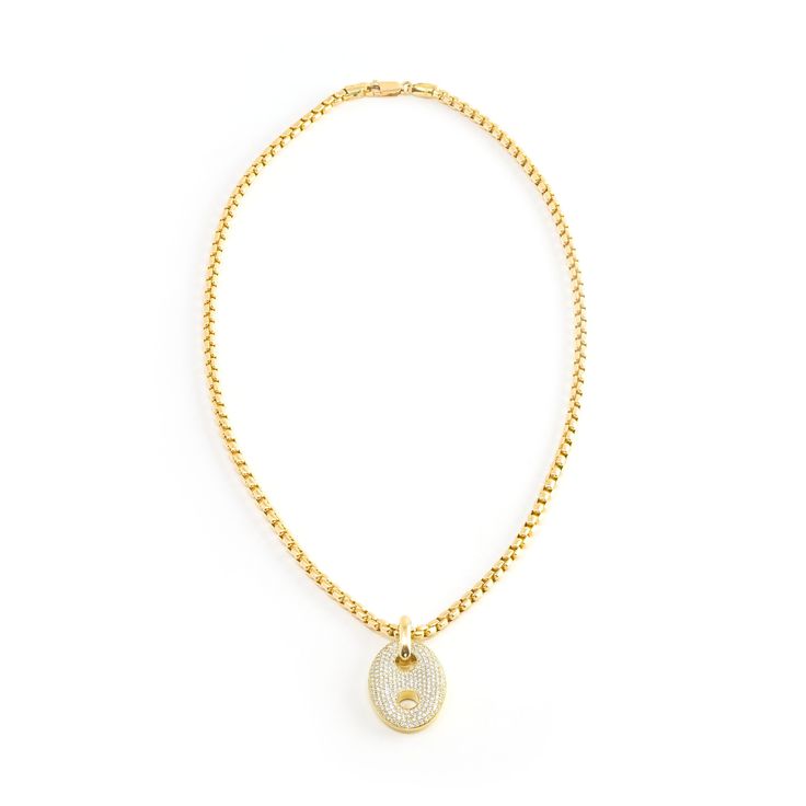 Vertical Pave Diamond Mariner Box Link Necklace
