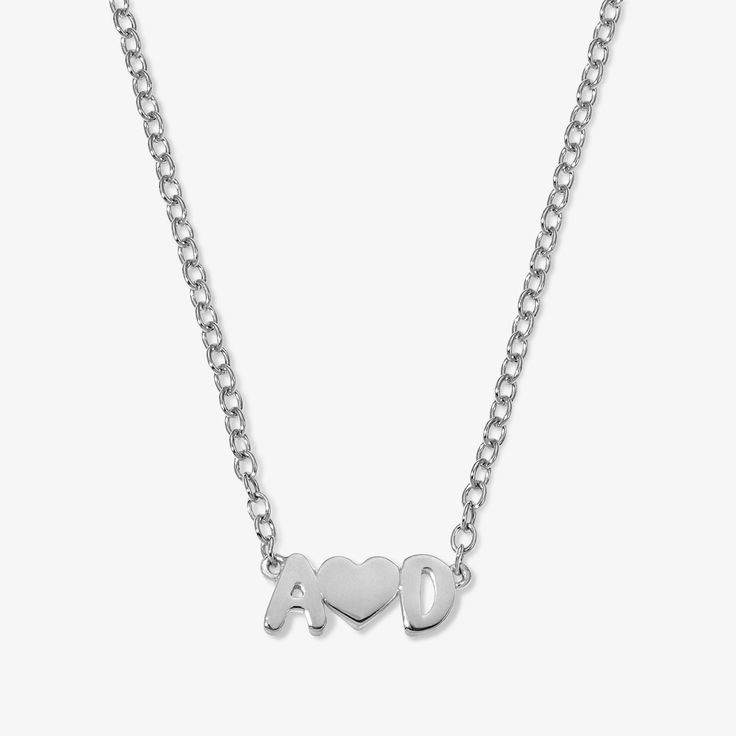 Petite Bubble Letters and Heart Necklace