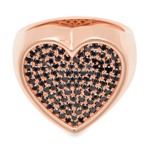 Black Diamond Heart Surface Ring