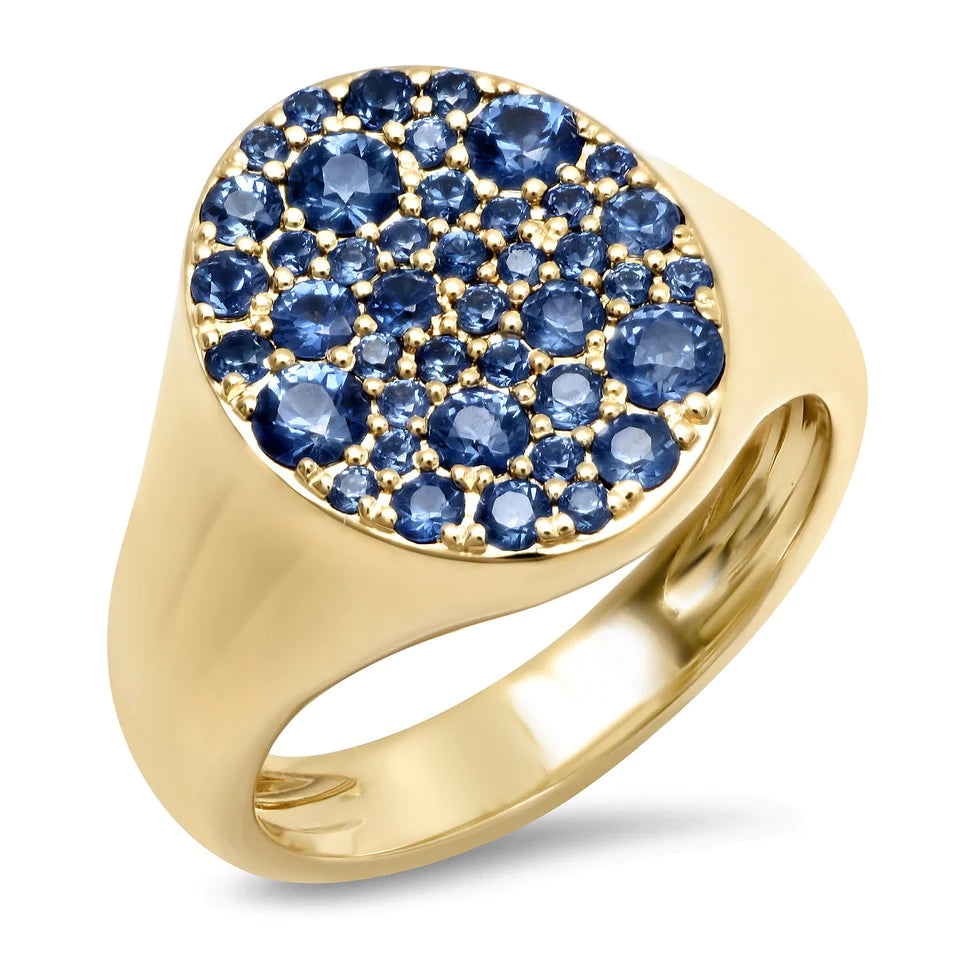 Blue Sapphire Signet Pinky Ring