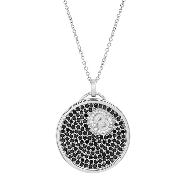 8-Ball Pendant Necklace With Black And White Diamonds