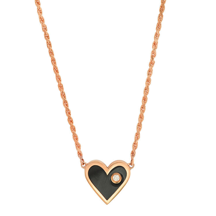 Mini Diamond Enamel Heart Necklace