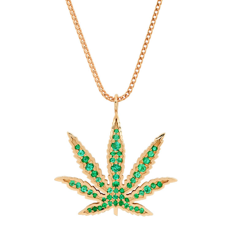 Emerald Cannabis Pendant Necklace