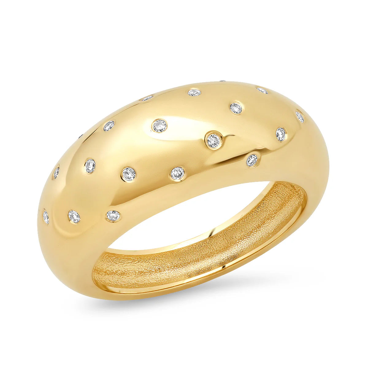 14K Yellow Gold 19 Diamond Gypsy Dome Ring