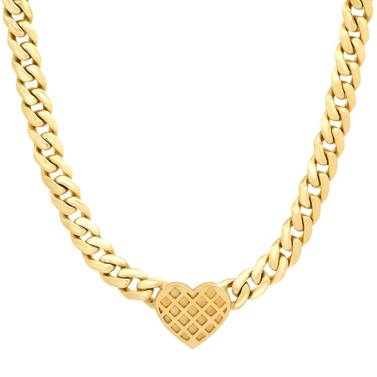 Diamond Heart on Thick Chain Necklace