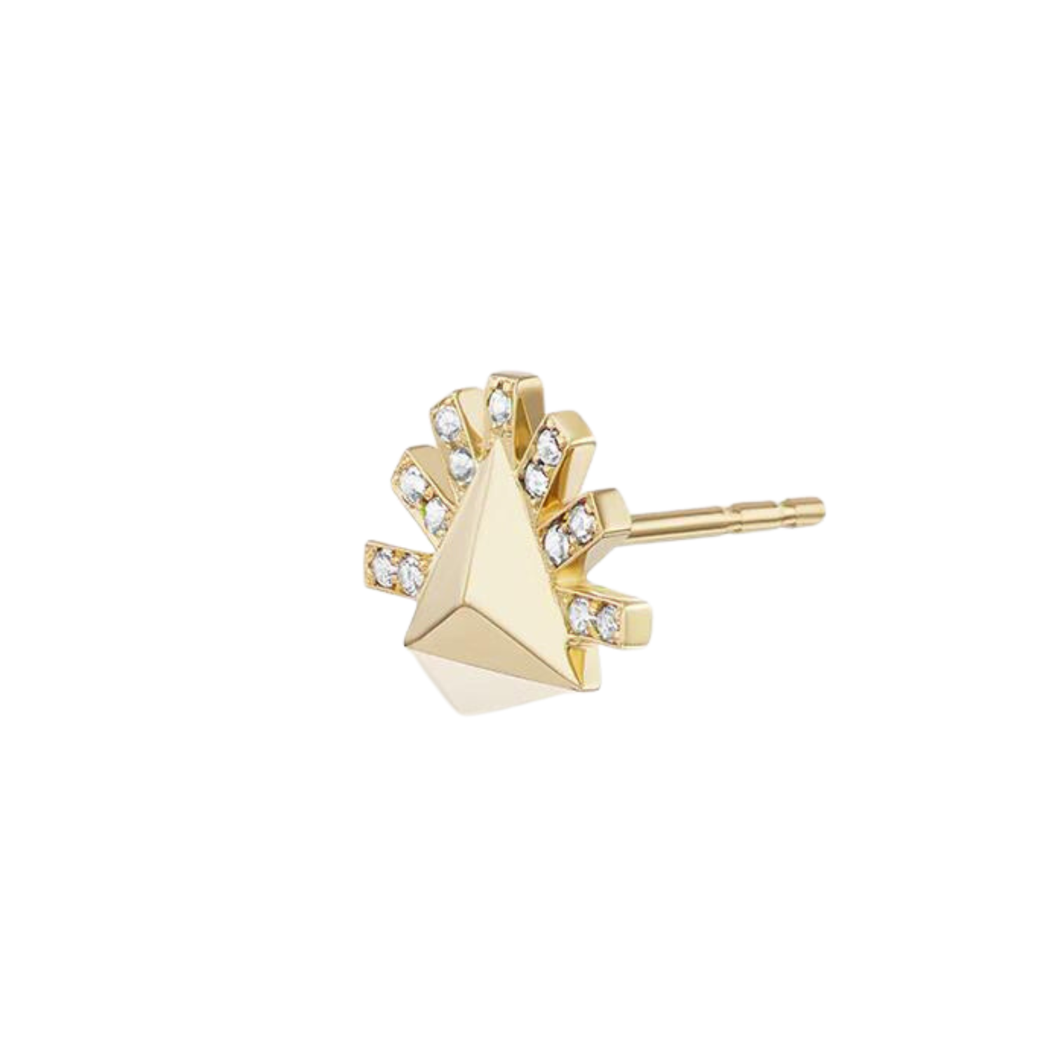 Diamond Sunburst Stud Earring (Single)