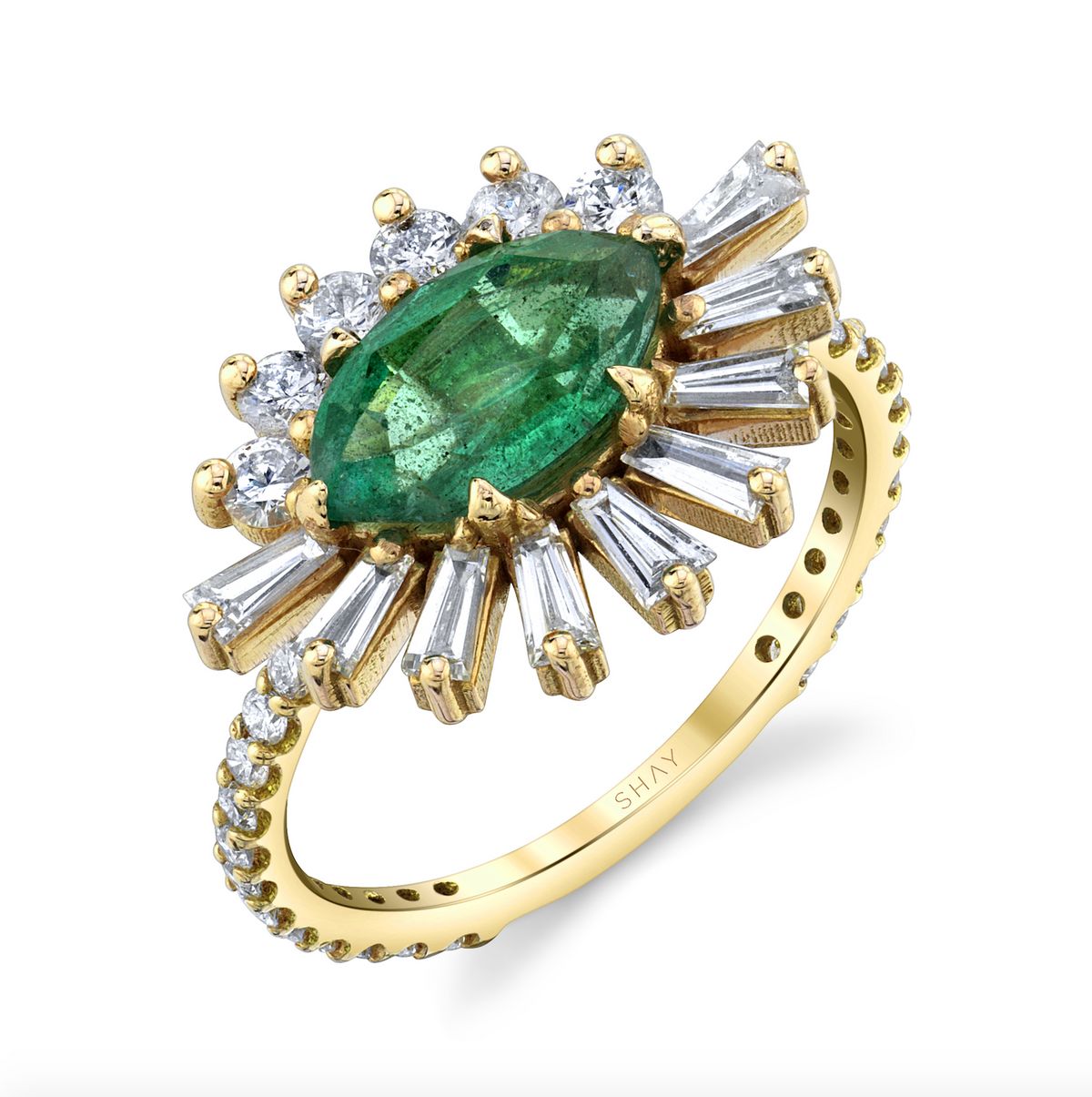 Emerald and Diamond Evil Eye Ring