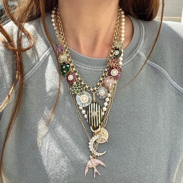 14K Gold & White Diamond Evelyn Bird Charm