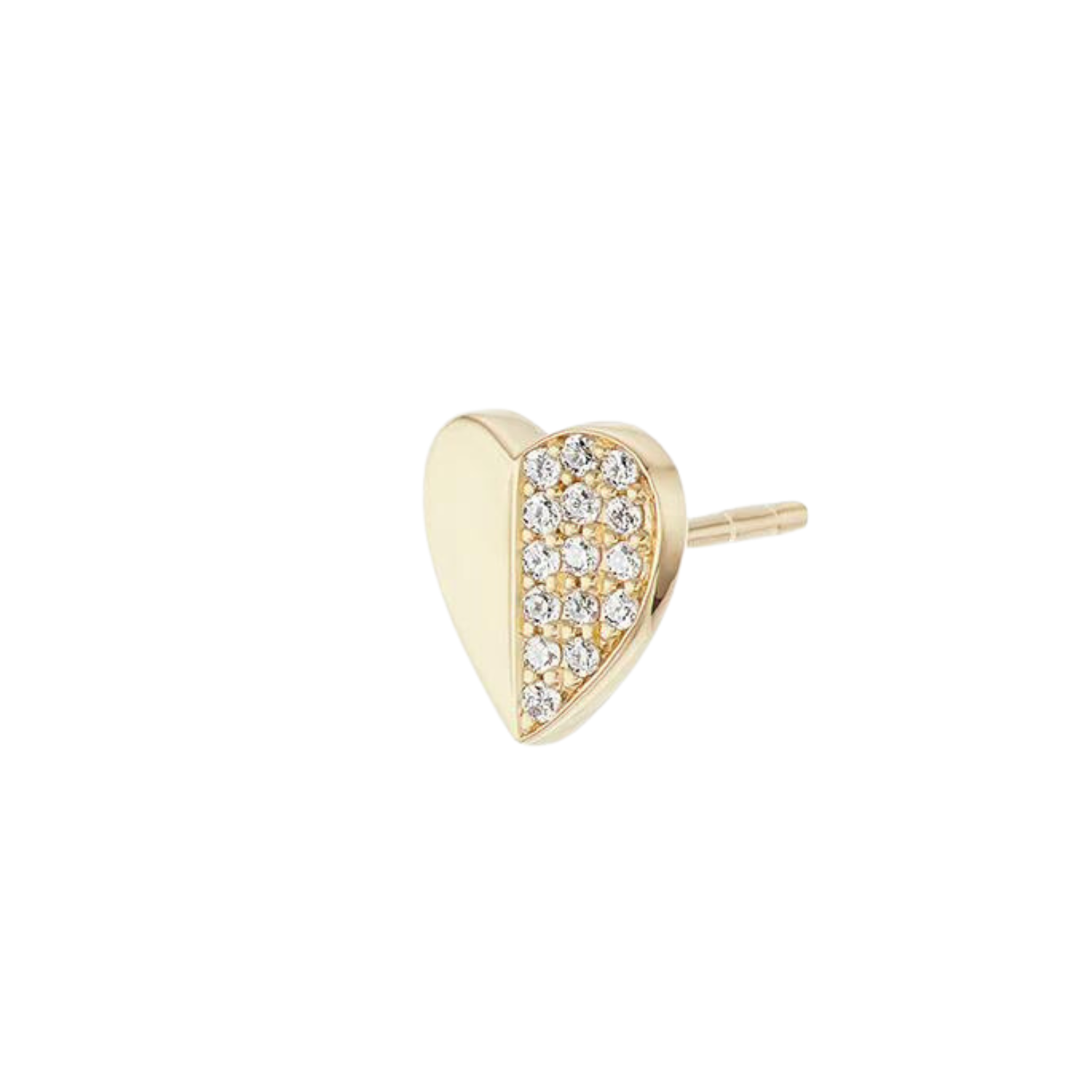 Diamond Heart Stud Earring (Single)