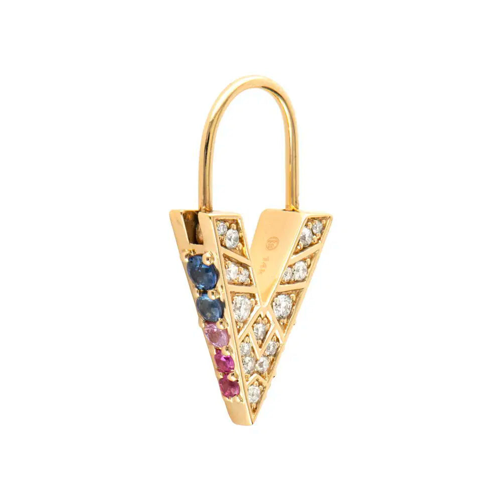 Unlock Love Sapphire V Hoop Earrings