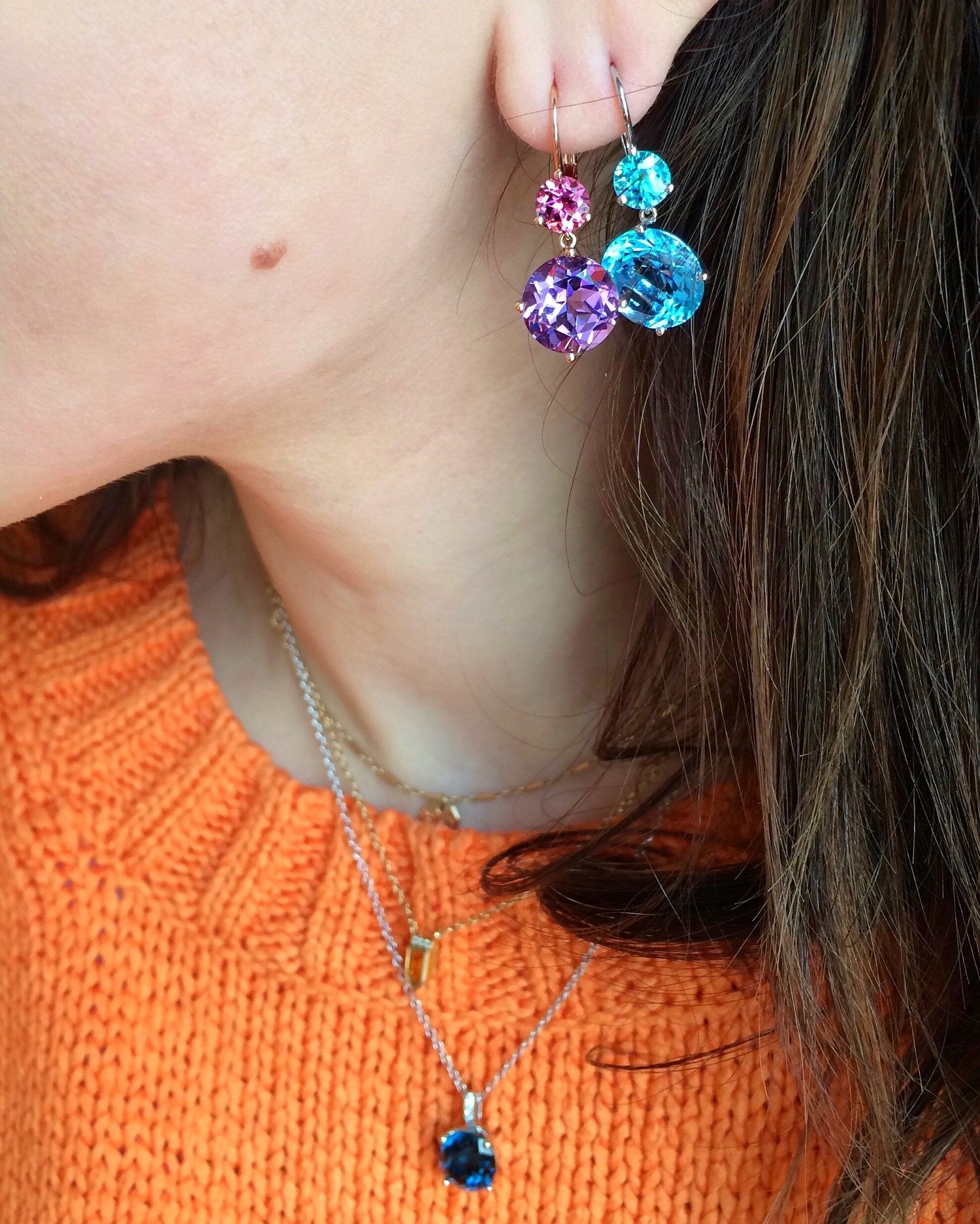 Twinkle Twinkle Double Drop Earrings with Amethyst