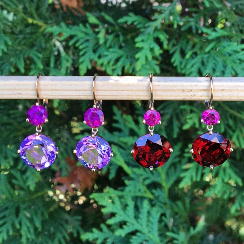 Twinkle Twinkle Double Drop Earrings with Amethyst