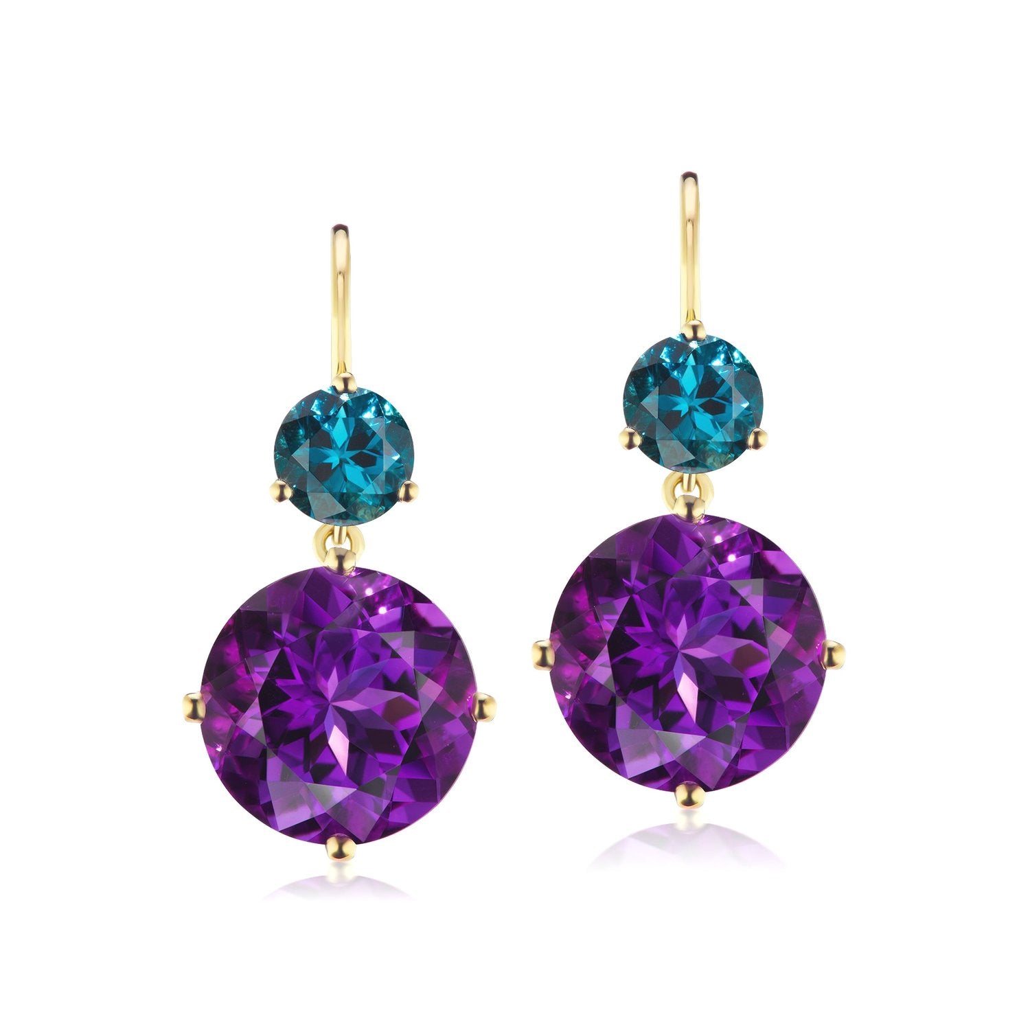 Twinkle Twinkle Large Double Drop Earrings with Dark Amethyst and London Blue Topaz