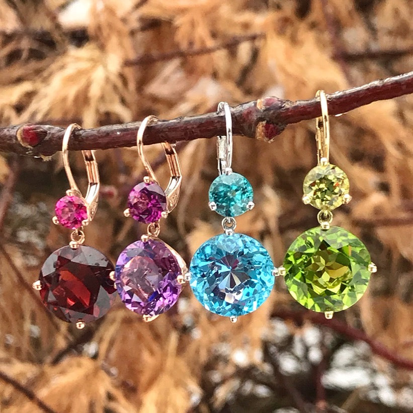 Twinkle Twinkle Double Drop Earrings with Amethyst