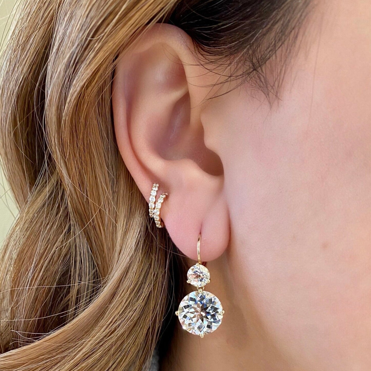 Twinkle Twinkle Large Double Drop Earrings with White Topaz