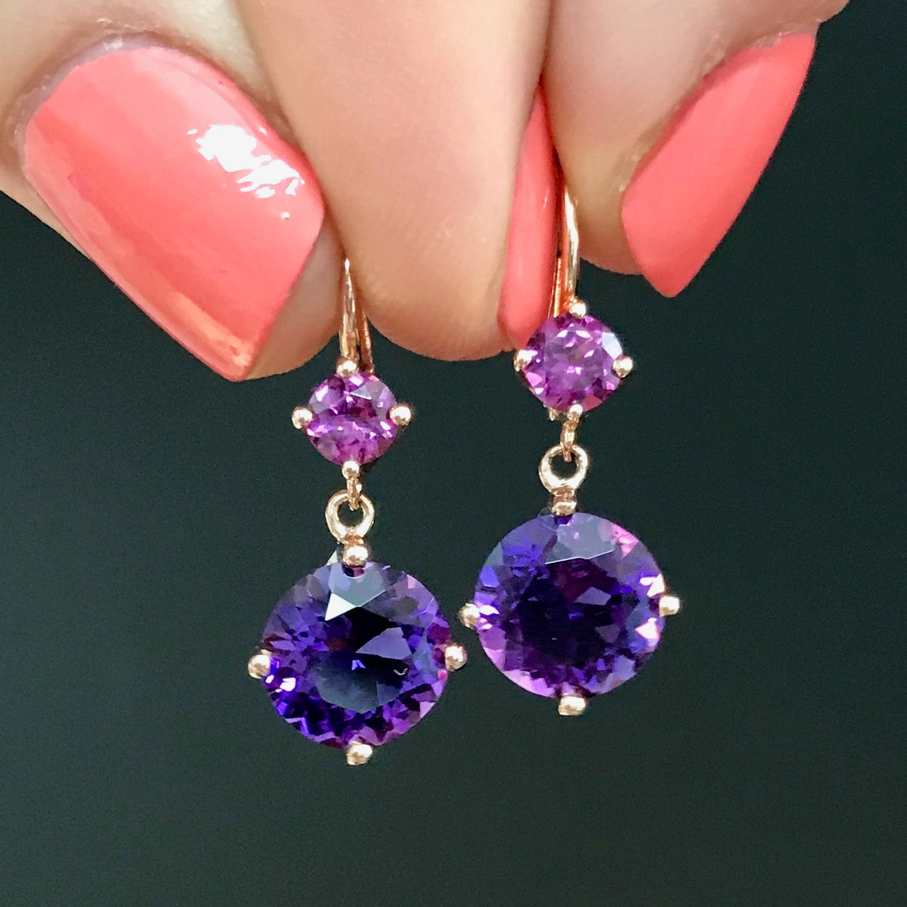 Twinkle Twinkle Petite Double Drop Earrings with Amethyst