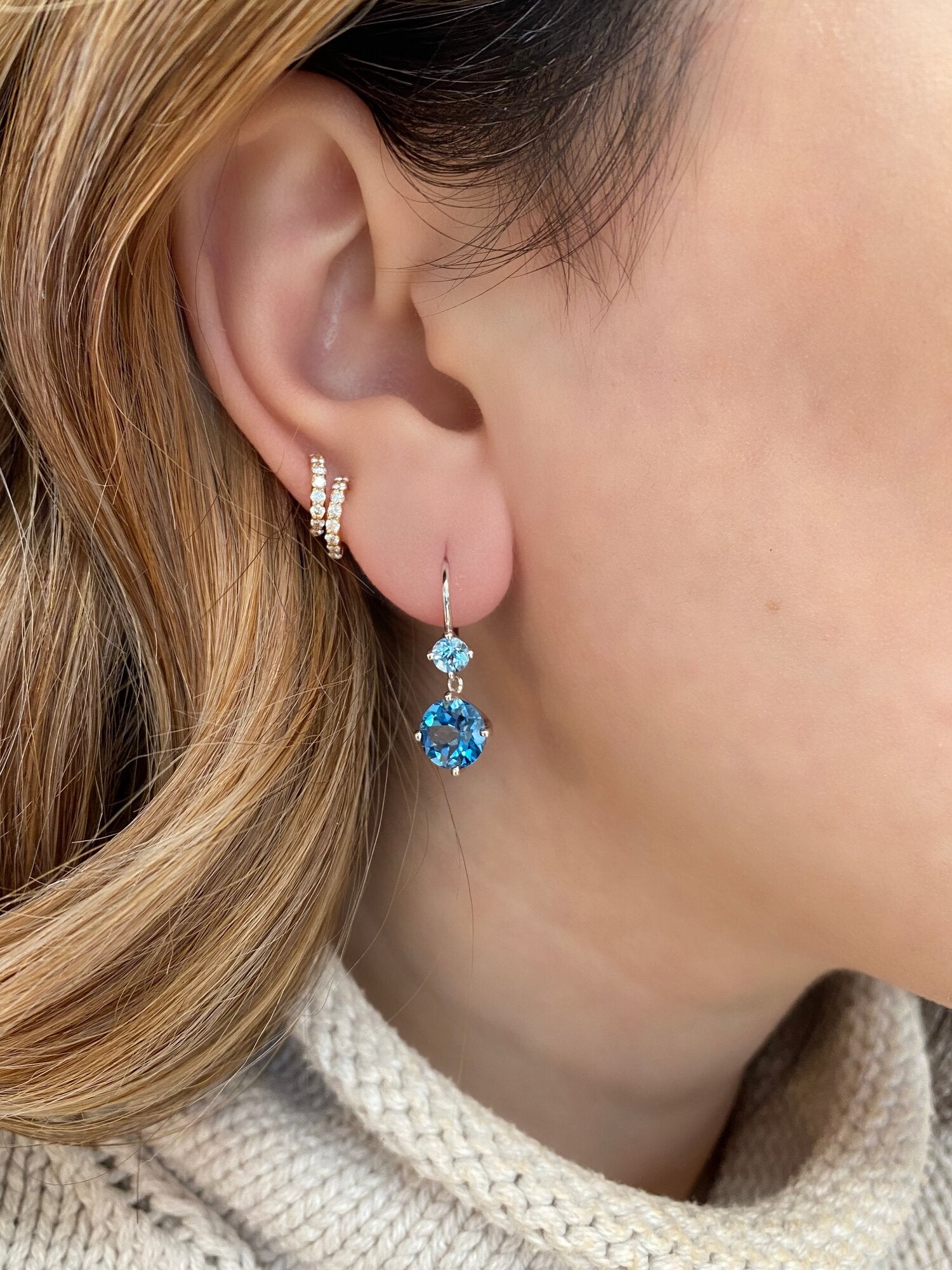 Twinkle Twinkle Petite Double Drop Earrings with London Blue Topaz